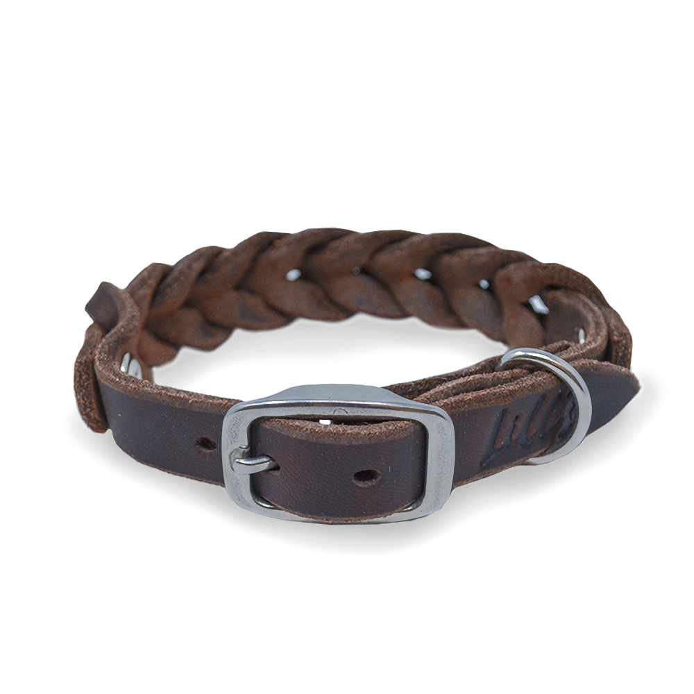 Hundehalsband aus Fettleder für kleine Hunde | Dunkelbraun