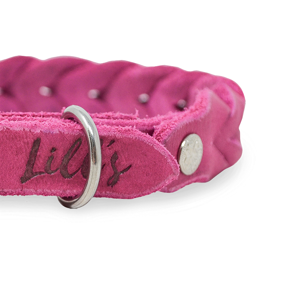 Hundehalsband aus Fettleder für kleine Hunde | Pink Berry