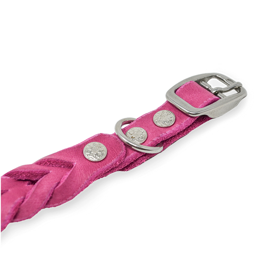 Hundehalsband aus Fettleder für kleine Hunde | Pink Berry